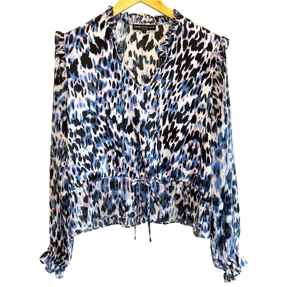 Generation Love Silk Animal Print Blouse Top - size Small